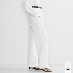 Aritzia Effortless Linen White Pants